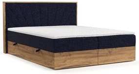 Ciemnoniebiesko-naturalne łóżko boxspring ze schowkiem 140x200 cm Asahi – Maison de Rêve