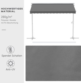 Outsunny markiza stojąca ogrodowa ze składanym ramieniem taras szara 3 x 3 m