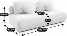 Sofa BASE Rozkładana Dwuosobowa Kremowa Boucle Japandi