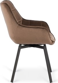 Krzesło Tapicerowane Obrotowe do Salonu LUNA Brązowe Nowoczesne Loft