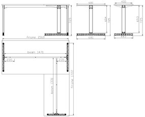 Biurko PRIMO BETA L, 1600 x 1800 mm, podstawa biała, szary