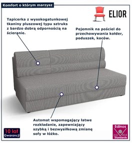 Szara sztruksowa sofa rozkładana E3-S67