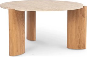 Stolik Kawowy TRAVERTINO MAX 80 cm Trawertyn/Dąb Japandi