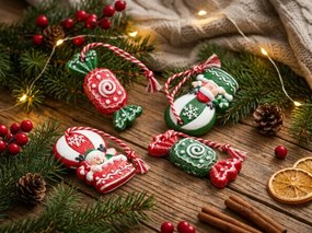 Zestaw 4 szt. ozdób świątecznych CANDY ELF 6 cm