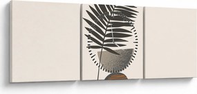 Obraz - Abstrakcja z liściem palmy (z zegarem) (90x30 cm)