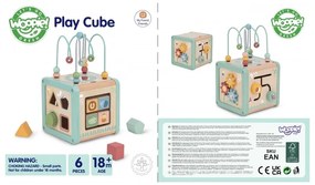 Woopie green drewniana kostka aktywności multifunkcyjna edukacyjna sorter