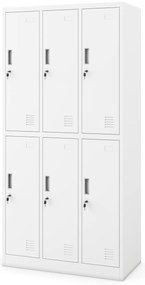 Szafka socjalna ubraniowa BHP biała: 6-drzwiowa IGOR 900 x 1850 x 450 mm