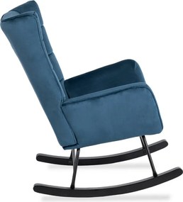 Fotel Bujany na Biegunach Uszak Wypoczynkowy JACKSON Granatowy Welurowy do Salonu Nowoczesny