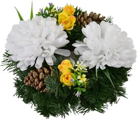 Wianek na Dzień Zaduszny Białe chryzantemy, 20 cm