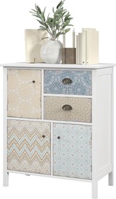 HOMCOM Komoda drewniana biała styl Shabby Chic 2 szuflady 3 szafki 68x34x80 cm | Aosom PL