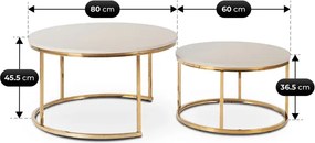 Zestaw Stolików Kawowych APULIA MAX 60 cm/80 cm Kaszmir/Złoty Glamour