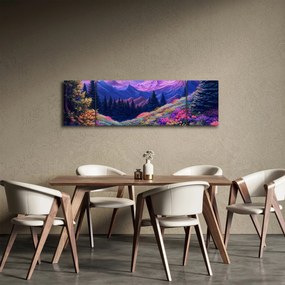 Obraz - Fioletowy krajobraz przy pełni księżyca (170x50 cm)