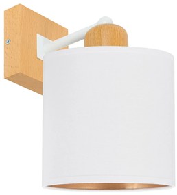 Biały kinkiet LED CL-WD-WE10x10BU-WE jednopunktowy z litego drewna