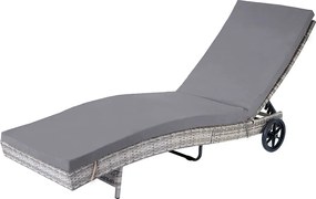 Leżak ogrodowy MCW-D80,  szary, ciemnoszare poduszki