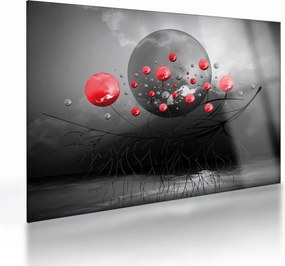 Obraz na szkle - czerwone abstrakcyjne kule (70x50 cm)