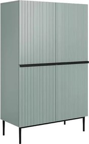 Kredens Nicole z metalowymi uchwytami i nogami 100 cm - szałwia / czarne nóżki - Limitowana oferta
