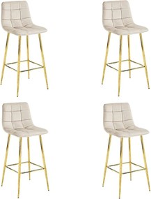 Stołek Valora TEOTO, beżowy, aksamitny, złote nogi, do kuchni, x4