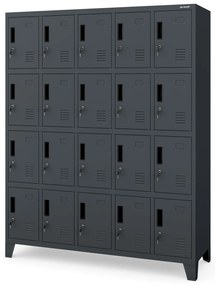 Szafa skrytkowa socjalna BHP antracytowa: ROBERT, 1360 x 1720 x 450 mm
