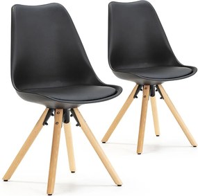 Zestaw dwóch krzeseł do jadalni Jeff w stylu skandynawskim, kolor czarny, 54 cm x 49 cm x 84 cm.