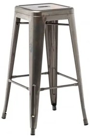 Zestaw 4 Sztaplowanych Wysokich Stołków Stalowych Lix Szczotkowana Szarość & ↑75 Cm - Sklum