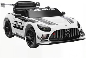 AIYAPLAY Elektryczny samochód Mercedes, Pojazd na siedzenie dla dzieci, Akumulator 12V, światła LED, funkcja muzyczna, klakson, 3-8 lat, Biały