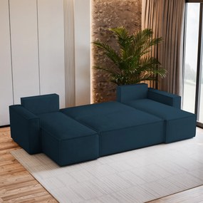 Masseno Narożnik PESANO z funkcją spania i pojemnikiem na pościel Narozniki U, Rozkładana sofa - Niebieski, MONOLITH 77