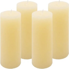 Zestaw świec rustykalnych, 20 cm, Ø 7,5 cm, kremowe, 4 szt.