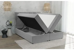 Jasnoszare łóżko boxspring ze schowkiem 180x200 cm Flip – Ropez