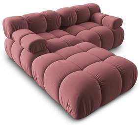Różowy aksamitny narożnik Bellis – Micadoni Home