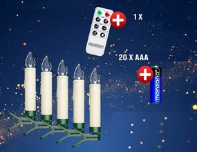 Monzana Świece na choinkę CANDLE, 20 sztuk, 10,5cm, ciepła biała