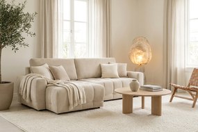 Narożnik Sorenio z funkcją spania lewostronny - beżowa plecionka Murano 833