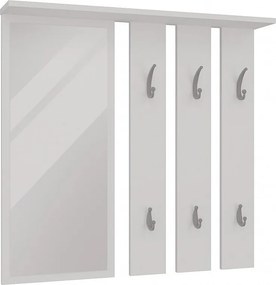 Wieszak Opal | Biały |  85x15x82 cm | Lustro z Półką i Wieszakami