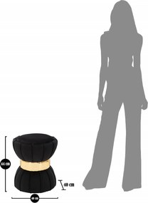 Stołek welurowy ze złotym detalem, Ø 40 cm