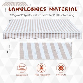 Outsunny Markiza z korbą, przegubowym ramieniem, montaż ścienny, aluminium, beżowa, 3x2,5m | Aosom PL