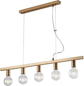 Lampa wisząca Fabian z lakierowanego żelaza w kolorze czarnym i złotym, 5 świateł, dł. 101 x 5, BL293-5-OR