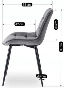 Zestaw Stół Okrągły Rozkładany HARRY 102-142 cm Dąb Craft/Czarny i 4 Krzesła Tapicerowane CHRIS Szare Nowoczesne