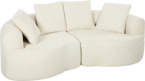 HOMCOM Sofa 3-osobowa 207 cm Cloud Sofa z efektem chenille, 4 poduszki dekoracyjne do sypialni, montaż bez narzędzi, kremowo-biała | Aosom PL