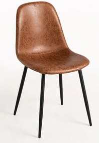 Czarne krzeso Teok w stylu vintage ze sztucznej skóry