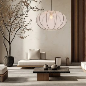 Biała lampa wisząca z tekstylnym kloszem ø 60 cm Mellow – Candellux Lighting