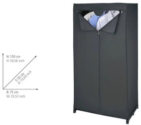 Czarna tekstylna szafa 75x150 cm Deep – Wenko