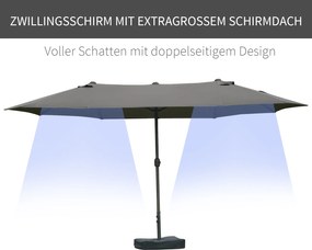 Podwójny Parasol Outsunny z Podstawką i Korbką Ciemnoszary 460 x 270 cm