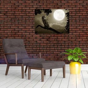 Obraz - Nocna sowa, złoty (70x50 cm)