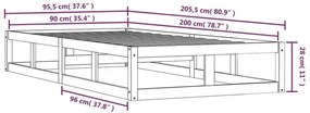 Białe pojedyncze drewniane łóżko 90x200 - Kaori 3X