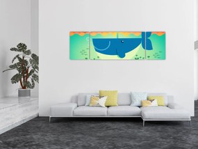 Obraz - Wesoły wieloryb w morzu (170x50 cm)