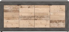 Komoda Czterodrzwiowa BLAGO 180 cm Surowy Dąb/Czarny Loft