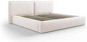 Beżowe tapicerowane łóżko dwuosobowe ze schowkiem i stelażem 200x200 cm Arendal – Cosmopolitan Design