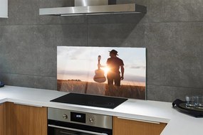 Szklany Panel Muzyk z Gitarą