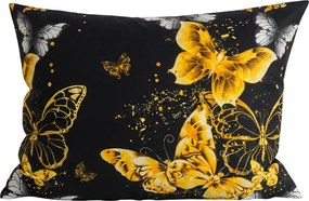 Poszewka na poduszkę z mikrofibry GOLD BUTTERFLY 50x70 cm, czarna