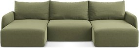 Zielony aksamitny rozkładany/ze schowkiem narożnik (w kształcie litery U) Kalena – Makamii