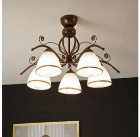 Żyrandol natynkowy RETRO 5xE27/60W/230V brąz patyna
